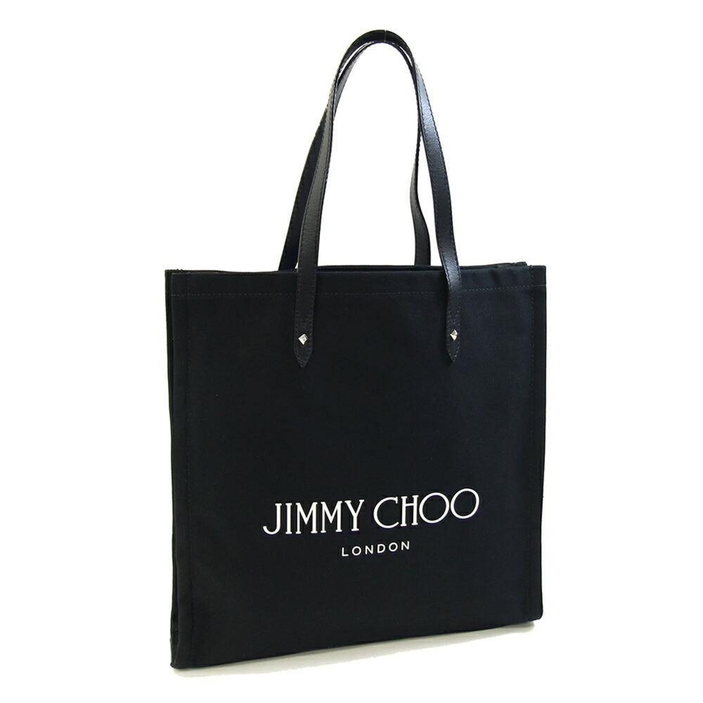 Jimmy Choo tote bag, black canvas and leather shoulder tote, women's JIMMY CHOO